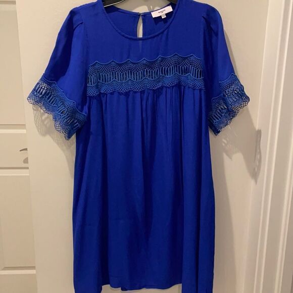 Suncoo Paris royal blue midi dress short sleeves size T1 - Picture 1 of 10